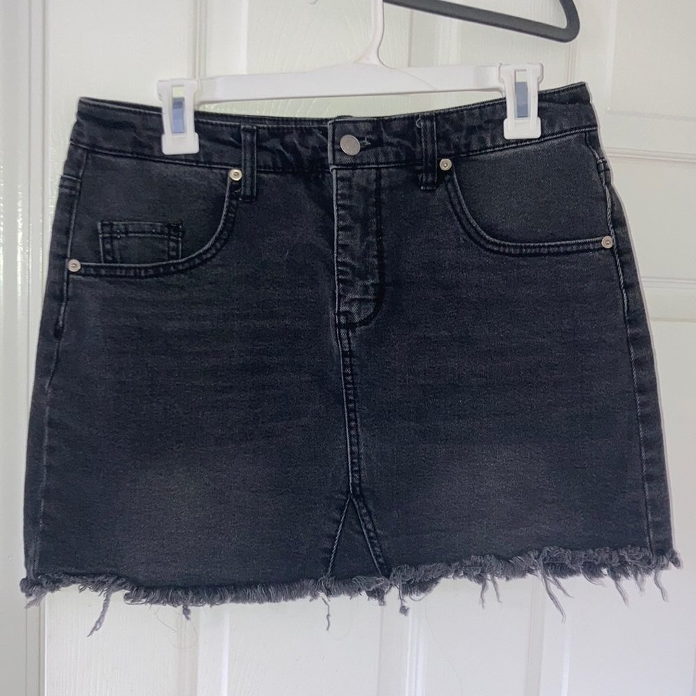Black denim skirt